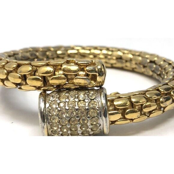 Signed Joan Rivers Gold Tone Weave Bangle Bracelet - Size 6.5 - Picture 4 of 5
